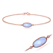 Blue Chalcedony Ellipse Shape Bracelet BRS-387-RO-GP